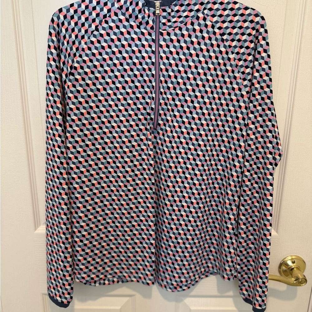 Athletic Quarter Zip Geometric Patterned - image 3